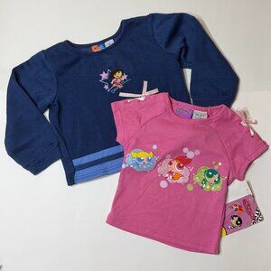 Lot of 2 Girls Tops Dora & Powerpuff Girls Size 4T Vintage